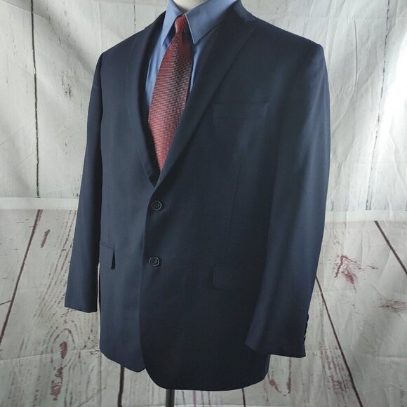 Jos A Bank 1905 The New Tradition Slim Fit 46R Wool Blue 2pc Suit Jacket & Vest - Picture 5 of 15
